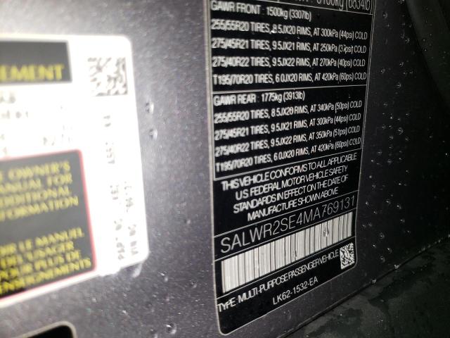Photo 10 from auction – 2021 LAND ROVER RANGE ROVE with VIN SALWR2SE4MA769131