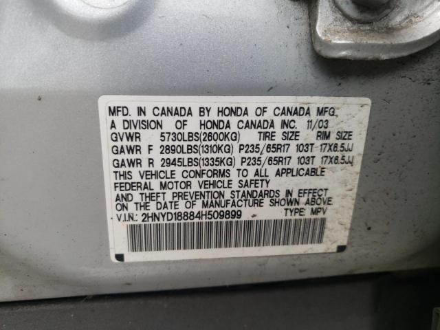 Photo 10 from auction – 2004 ACURA MDX with VIN 2HNYD18884H509899