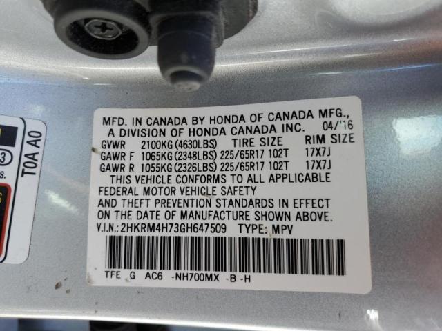 Photo 10 from auction – 2016 HONDA CR-V EXL with VIN 2HKRM4H73GH647509