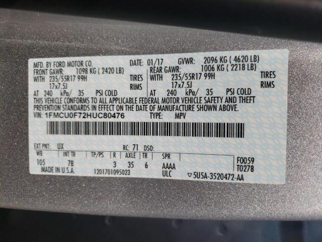Photo 10 from auction – 2017 FORD ESCAPE S with VIN 1FMCU0F72HUC80476