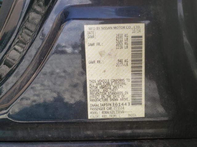 Photo 10 from auction – 2015 NISSAN ALTIMA 2.5 with VIN 1N4AL3AP3FN361443