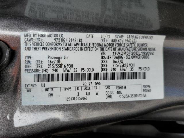 Photo 10 from auction – 2014 FORD FOCUS SE with VIN 1FADP3F28EL192092