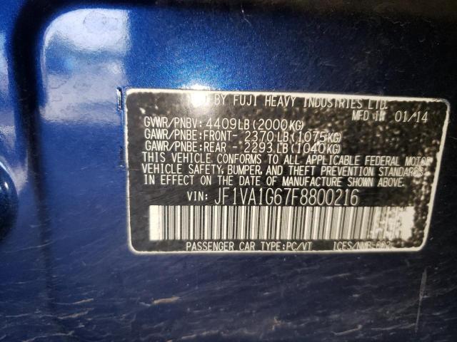 Photo 10 from auction – 2015 SUBARU WRX LIMITE with VIN JF1VA1G67F8800216