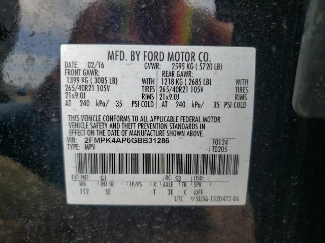 Foto 10 de la subasta – 2016 FORD EDGE SPORT con VIN 2FMPK4AP6GBB31286