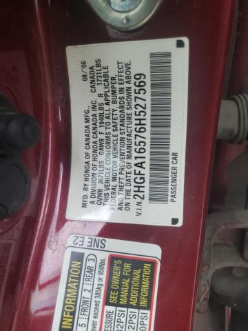 Photo 10 from auction – 2006 HONDA CIVIC with VIN 2HGFA16576H527569