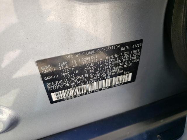 Photo 10 from auction – 2020 SUBARU OUTBACK PR with VIN 4S4BTACC9L3171128