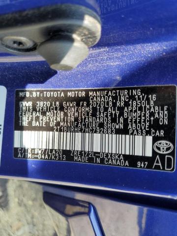 Photo 10 from auction – 2017 TOYOTA COROLLA L with VIN 2T1BURHE7HC792683