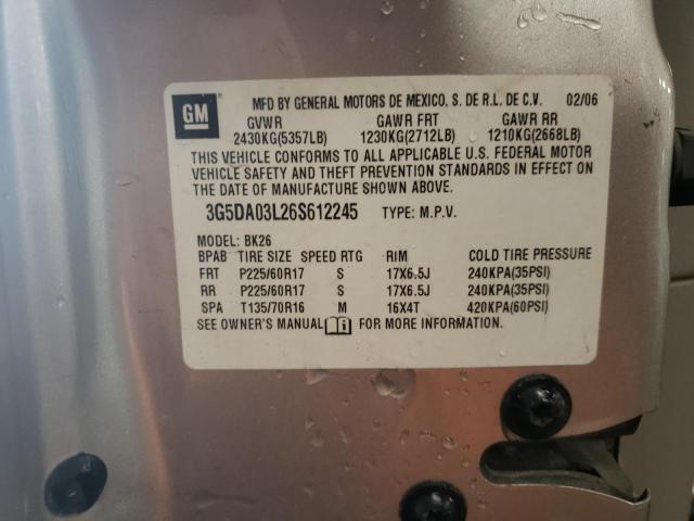 Photo 10 from auction – 2006 BUICK RENDEZVOUS with VIN 3G5DA03L26S612245