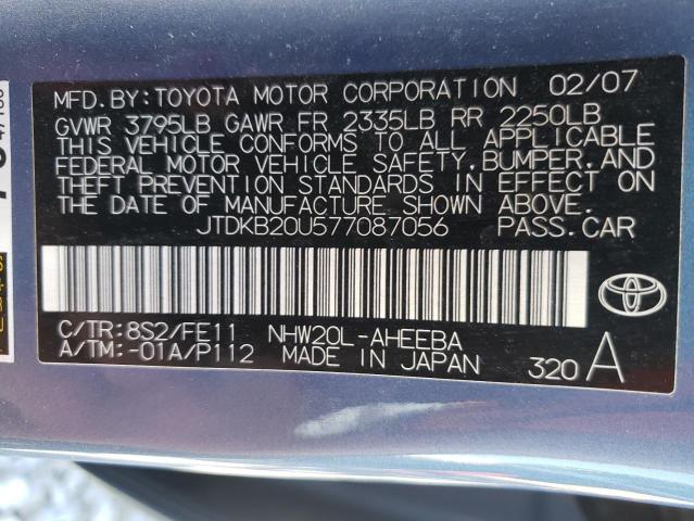 Photo 10 from auction – 2007 TOYOTA PRIUS with VIN JTDKB20U577087056