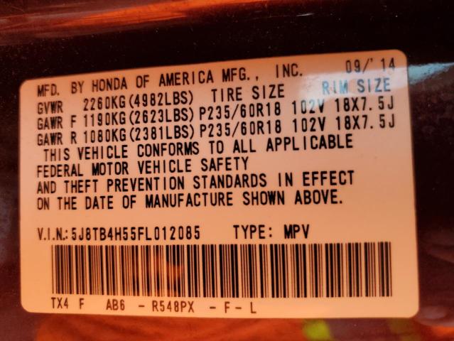 Photo 10 from auction – 2015 ACURA RDX TECHNO with VIN 5J8TB4H55FL012085