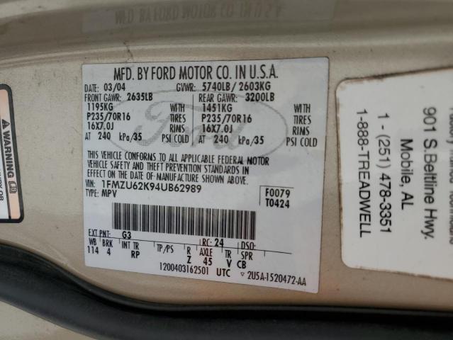 Photo 10 from auction – 2004 FORD EXPLORER X with VIN 1FMZU62K94UB62989