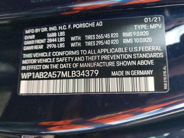 Photo 10 from auction – 2021 PORSCHE MACAN S with VIN WP1AB2A57MLB34379