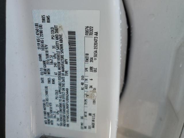 Foto 10 de la subasta – 2015 FORD ESCAPE TIT con VIN 1FMCU0J90FUB92449