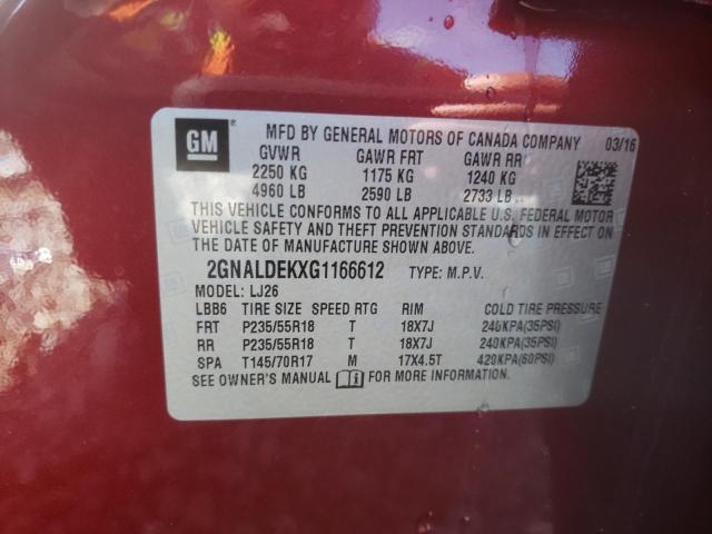 Photo 10 from auction – 2016 CHEVROLET EQUINOX LT with VIN 2GNALDEKXG1166612