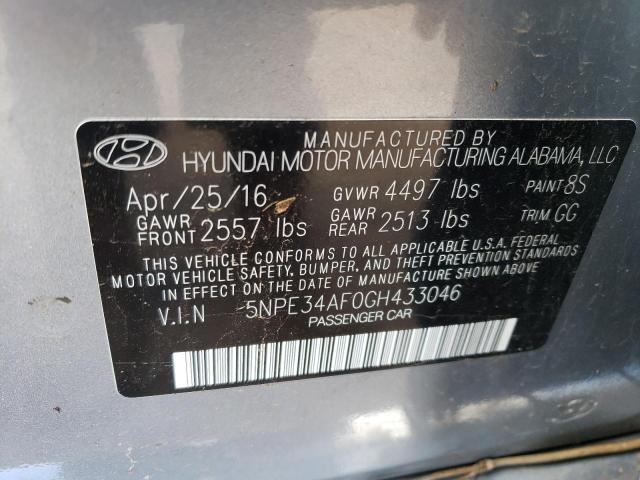 Photo 10 from auction – 2016 HYUNDAI SONATA SPO with VIN 5NPE34AF0GH433046