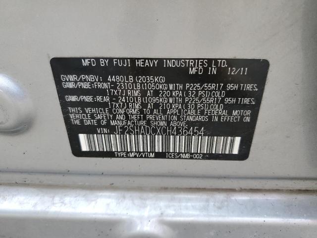 Photo 10 from auction – 2012 SUBARU FORESTER 2 with VIN JF2SHADCXCH436454