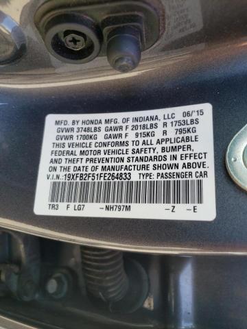 Photo 10 from auction – 2015 HONDA CIVIC LX with VIN 19XFB2F51FE264833