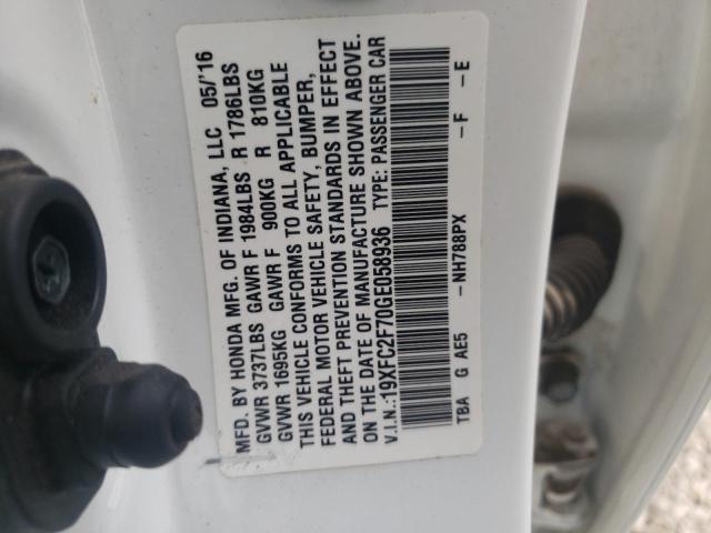 Photo 10 from auction – 2016 HONDA CIVIC EX with VIN 19XFC2F70GE058936