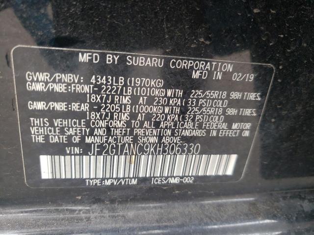 Photo 10 from auction – 2019 SUBARU CROSSTREK with VIN JF2GTANC9KH306330