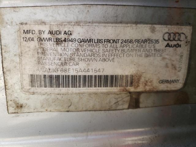 Photo 10 from auction – 2005 AUDI A4 2.0T AV with VIN WAUKF68E15A441547