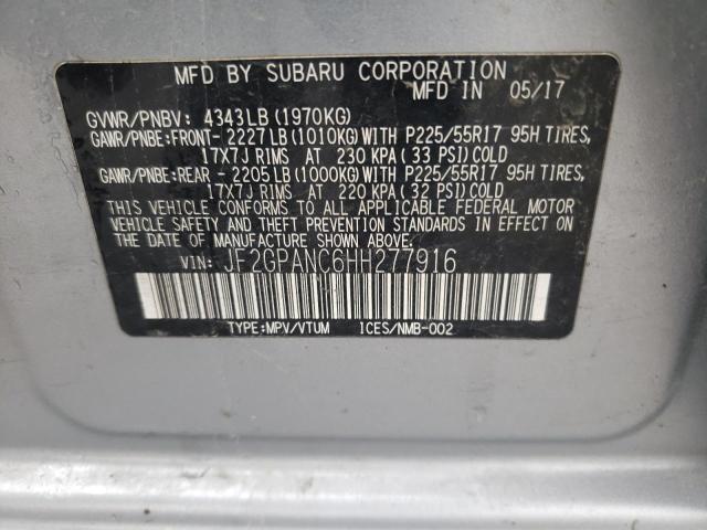 Photo 10 from auction – 2017 SUBARU CROSSTREK with VIN JF2GPANC6HH277916