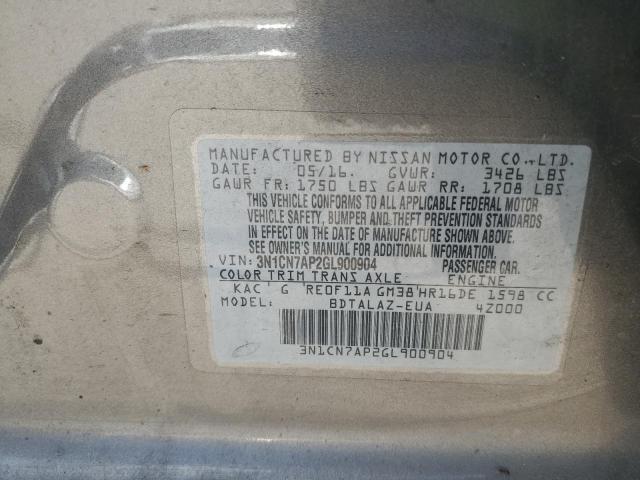 Photo 10 from auction – 2016 NISSAN VERSA S with VIN 3N1CN7AP2GL900904