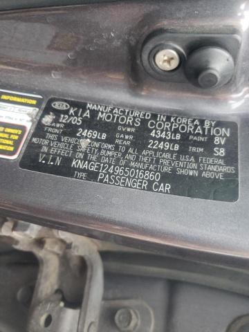 Photo 10 from auction – 2006 KIA OPTIMA LX with VIN KNAGE124965016860