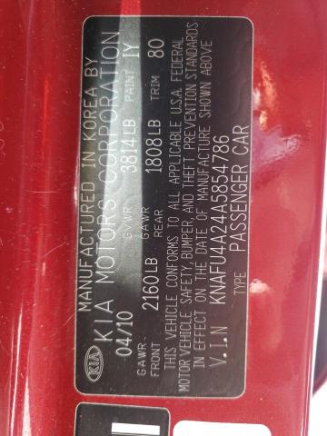 Photo 10 from auction – 2010 KIA FORTE EX with VIN KNAFU4A24A5854786