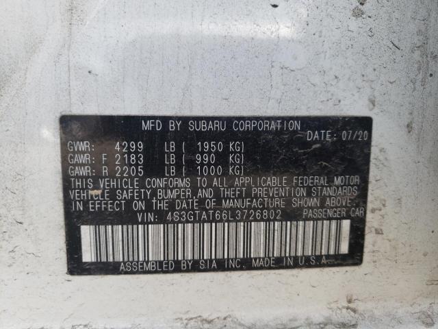 Photo 10 from auction – 2020 SUBARU IMPREZA LI with VIN 4S3GTAT66L3726802
