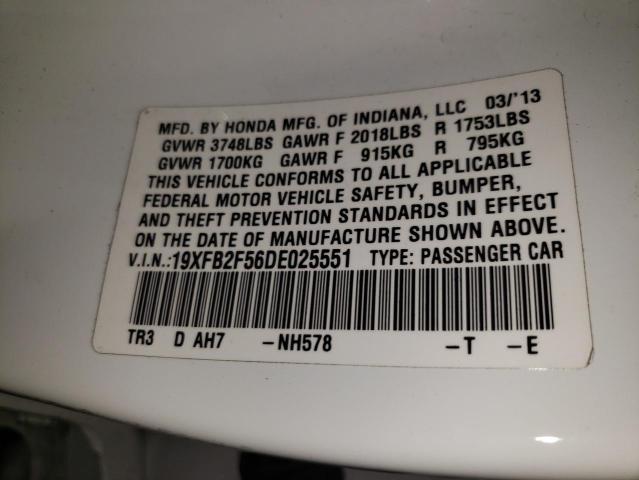 Photo 10 from auction – 2013 HONDA CIVIC LX with VIN 19XFB2F56DE025551