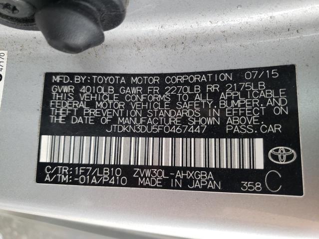 Photo 10 from auction – 2015 TOYOTA PRIUS with VIN JTDKN3DU5F0467447