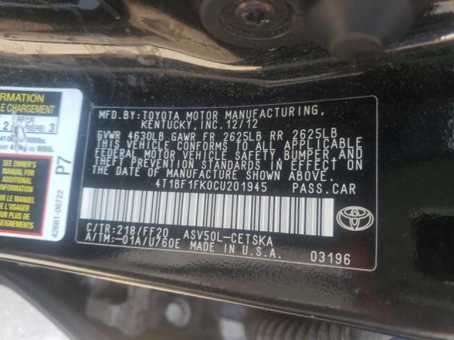 Zdjęcie 10 z aukcji – 2012 TOYOTA CAMRY BASE z VIN 4T1BF1FK0CU201945