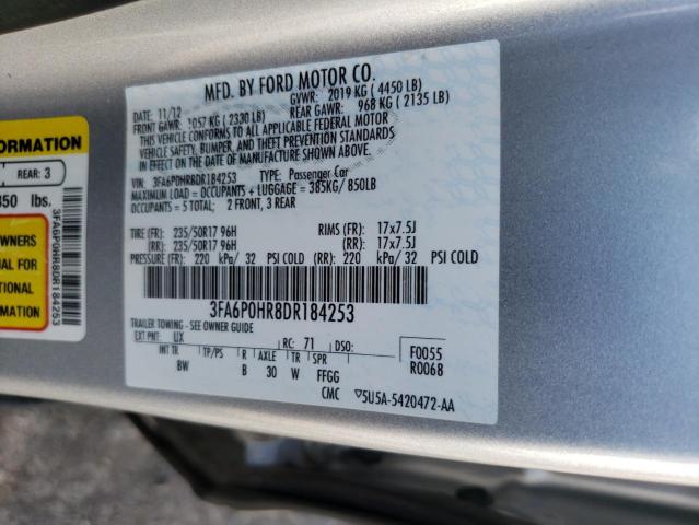 Photo 10 from auction – 2013 FORD FUSION SE with VIN 3FA6P0HR8DR184253