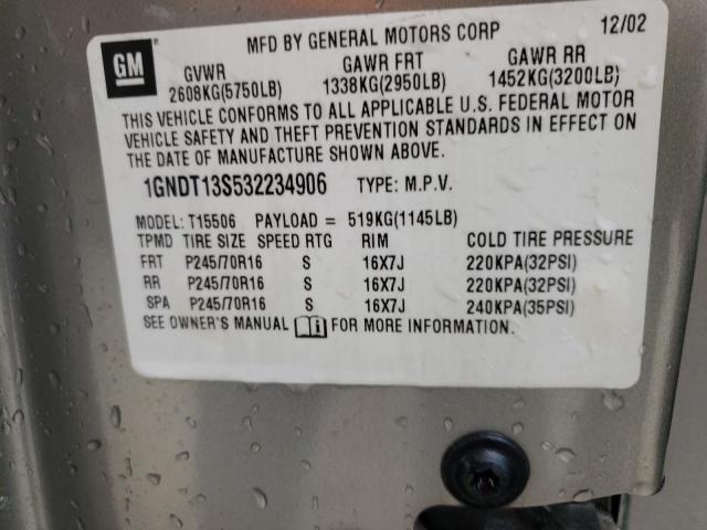 Photo 10 from auction – 2003 CHEVROLET TRAILBLAZE with VIN 1GNDT13S532234906