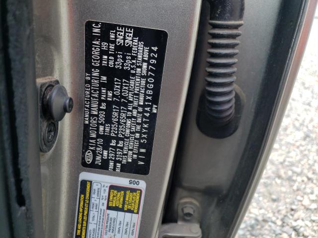Photo 10 from auction – 2011 KIA SORENTO BA with VIN 5XYKT4A1XBG077924