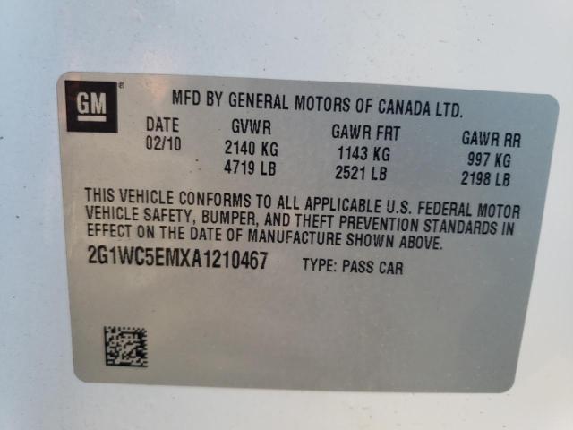 Photo 10 from auction – 2010 CHEVROLET IMPALA LTZ with VIN 2G1WC5EMXA1210467