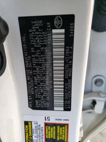 Photo 10 from auction – 2019 TOYOTA CAMRY with VIN 4T1B11HK2KU785016