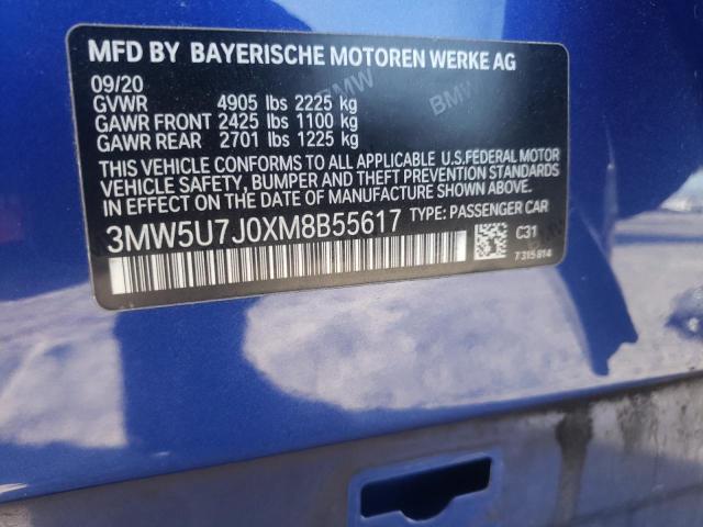 Photo 10 from auction – 2021 BMW M340I with VIN 3MW5U7J0XM8B55617