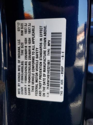Photo 10 from auction – 2017 HONDA CR-V TOURI with VIN 7FARW1H91HE021861