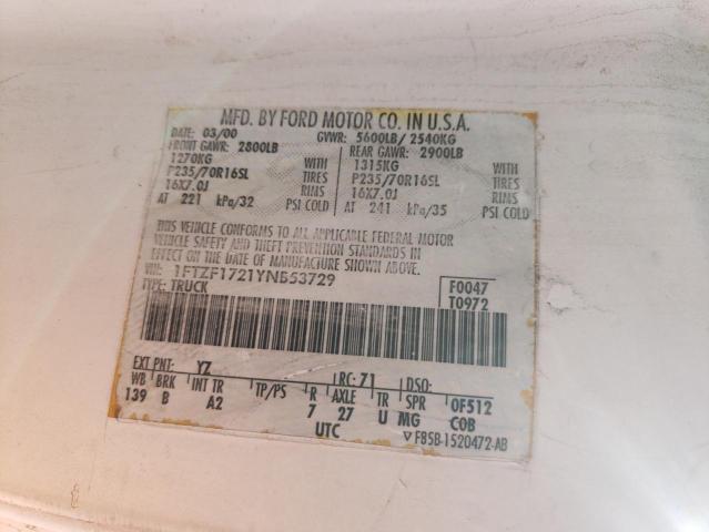 Photo 10 from auction – 2000 FORD F-150 with VIN 1FTZF1721YNB53729