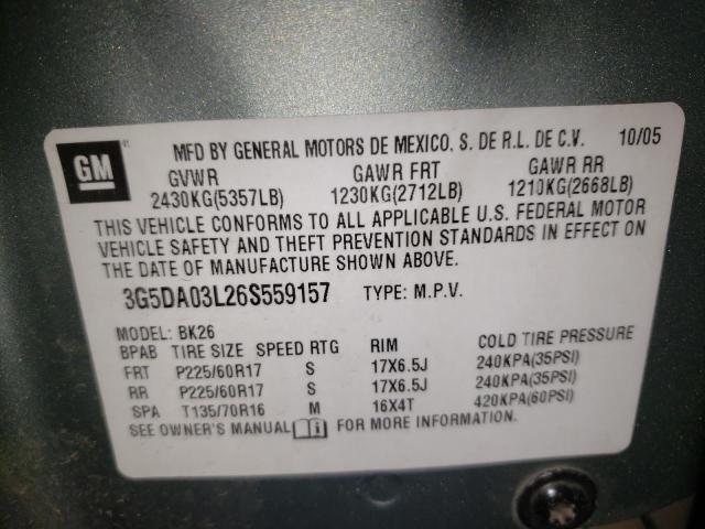 Photo 10 from auction – 2006 BUICK RENDEZVOUS with VIN 3G5DA03L26S559157