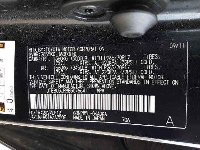 Photo 10 from auction – 2011 TOYOTA 4RUNNER SR with VIN JTEBU5JR8B5076641