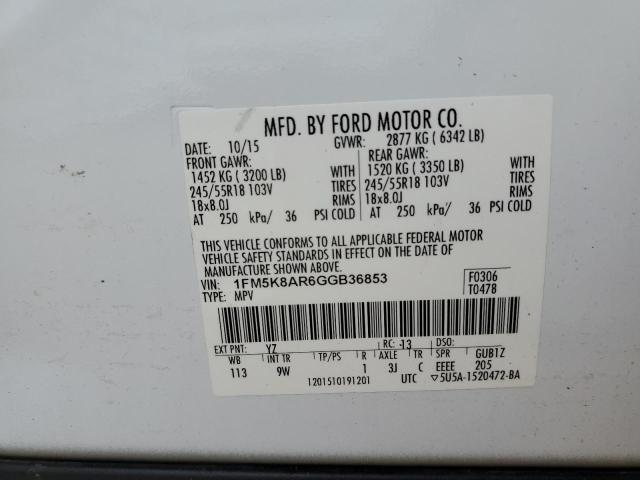 Photo 10 from auction – 2016 FORD EXPLORER P with VIN 1FM5K8AR6GGB36853