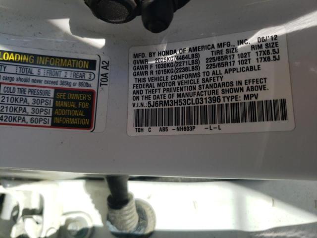Photo 10 from auction – 2012 HONDA CR-V EX with VIN 5J6RM3H53CL031396