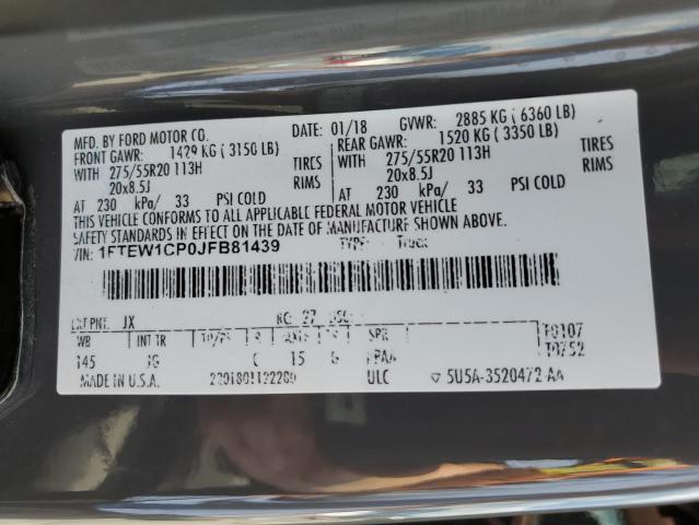 Photo 10 from auction – 2018 FORD F150 SUPER with VIN 1FTEW1CP0JFB81439
