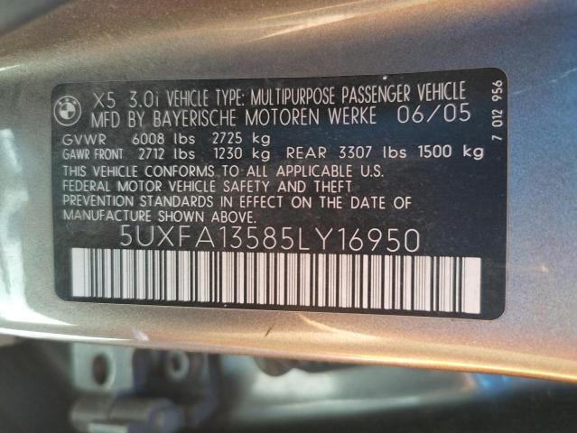 Photo 10 from auction – 2005 BMW X5 3.0I with VIN 5UXFA13585LY16950
