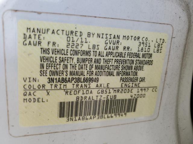 Photo 10 from auction – 2011 NISSAN SENTRA with VIN 3N1AB6AP3BL669949