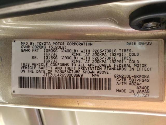 Photo 10 from auction – 2003 TOYOTA 4RUNNER SR with VIN JTEZU14R638008969