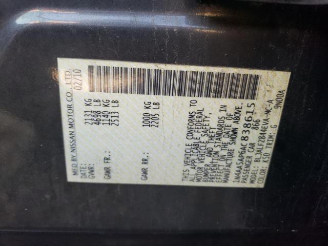 Photo 10 from auction – 2010 NISSAN MAXIMA S with VIN 1N4AA5AP6AC838615