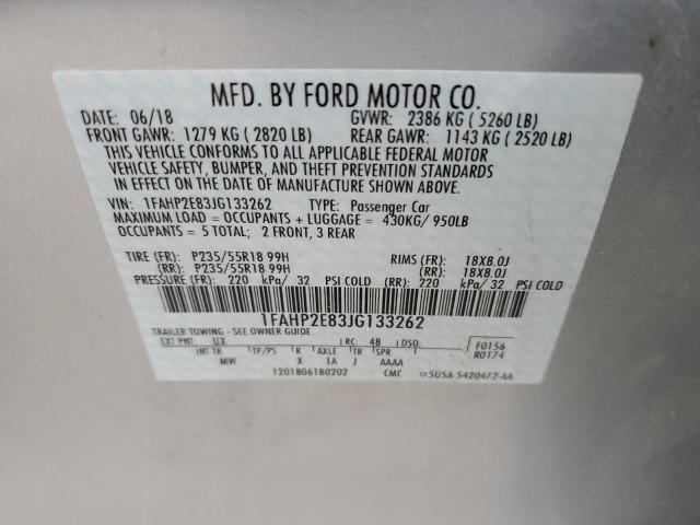 Photo 10 from auction – 2018 FORD TAURUS SEL with VIN 1FAHP2E83JG133262